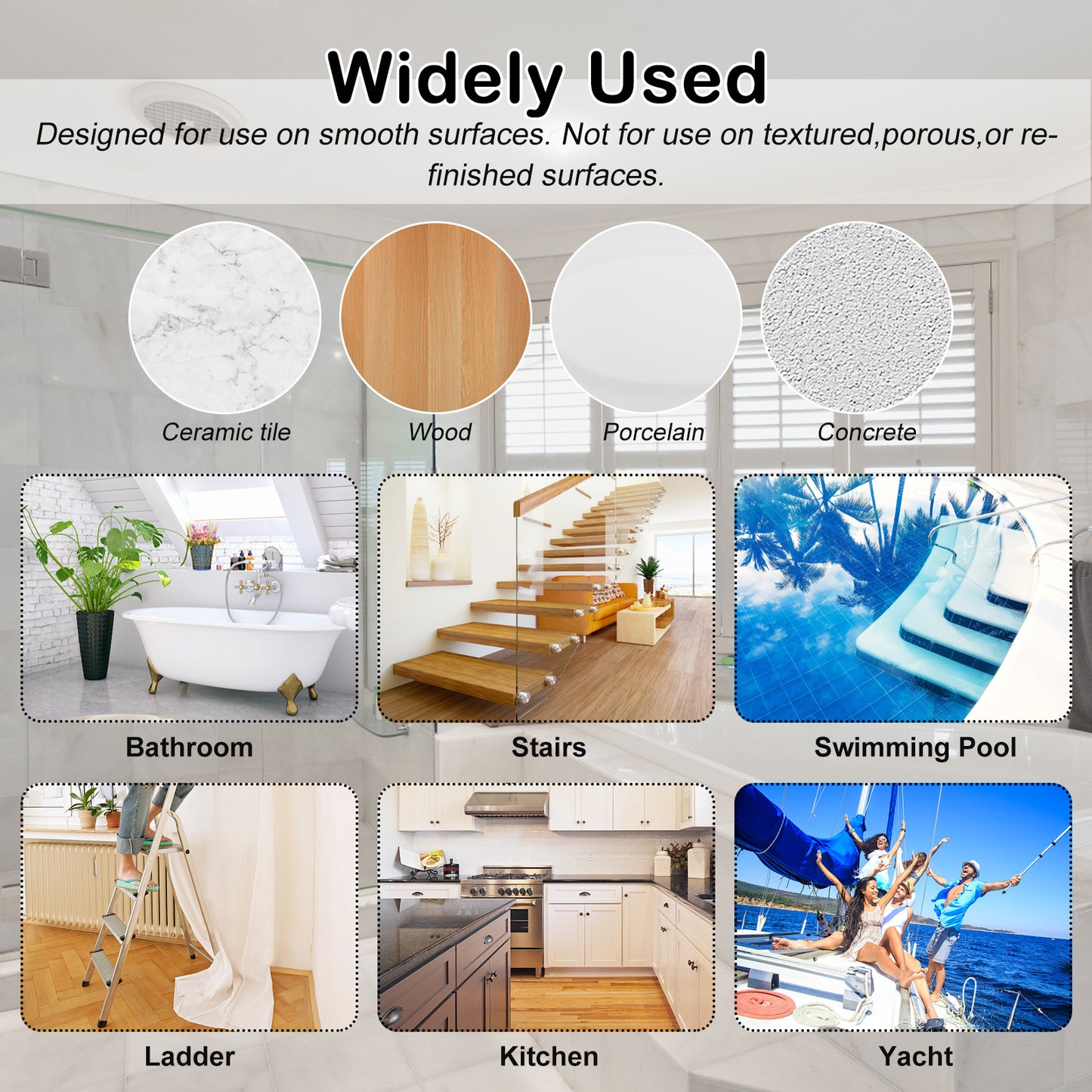 S&X Non Slip Strips for Bathtubs & Showers, Gritty Textured Anti Slip Bath Stickers - 3/4 x 11 Inches - 12-Pack
