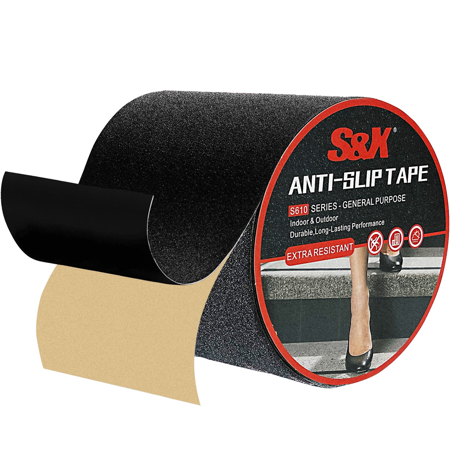 S&X S610 Heavy Duty Anti Slip Tapes, Premium Grip Tape for Stairs Steps Ramps Decks Boats