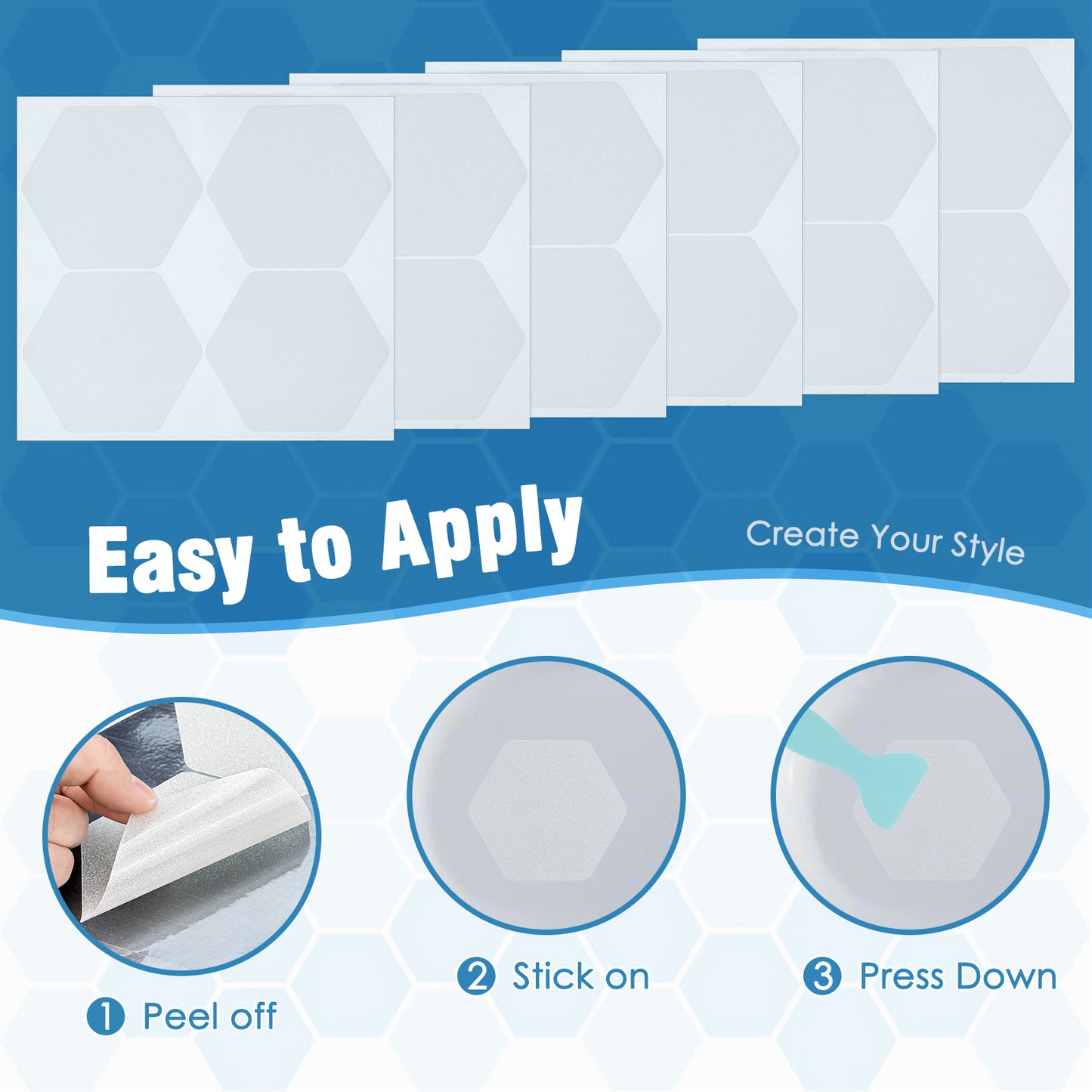 S&X Hexagonal Non-Slip Shower Stickers