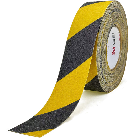 S&X Black/Yellow Anti Slip Tape, 2" x 60 FT, Heavy-Duty Grip Tape for Stairs Steps Outdoor Waterproof Safety Non Skid Roll High Traction Non Slip Strip