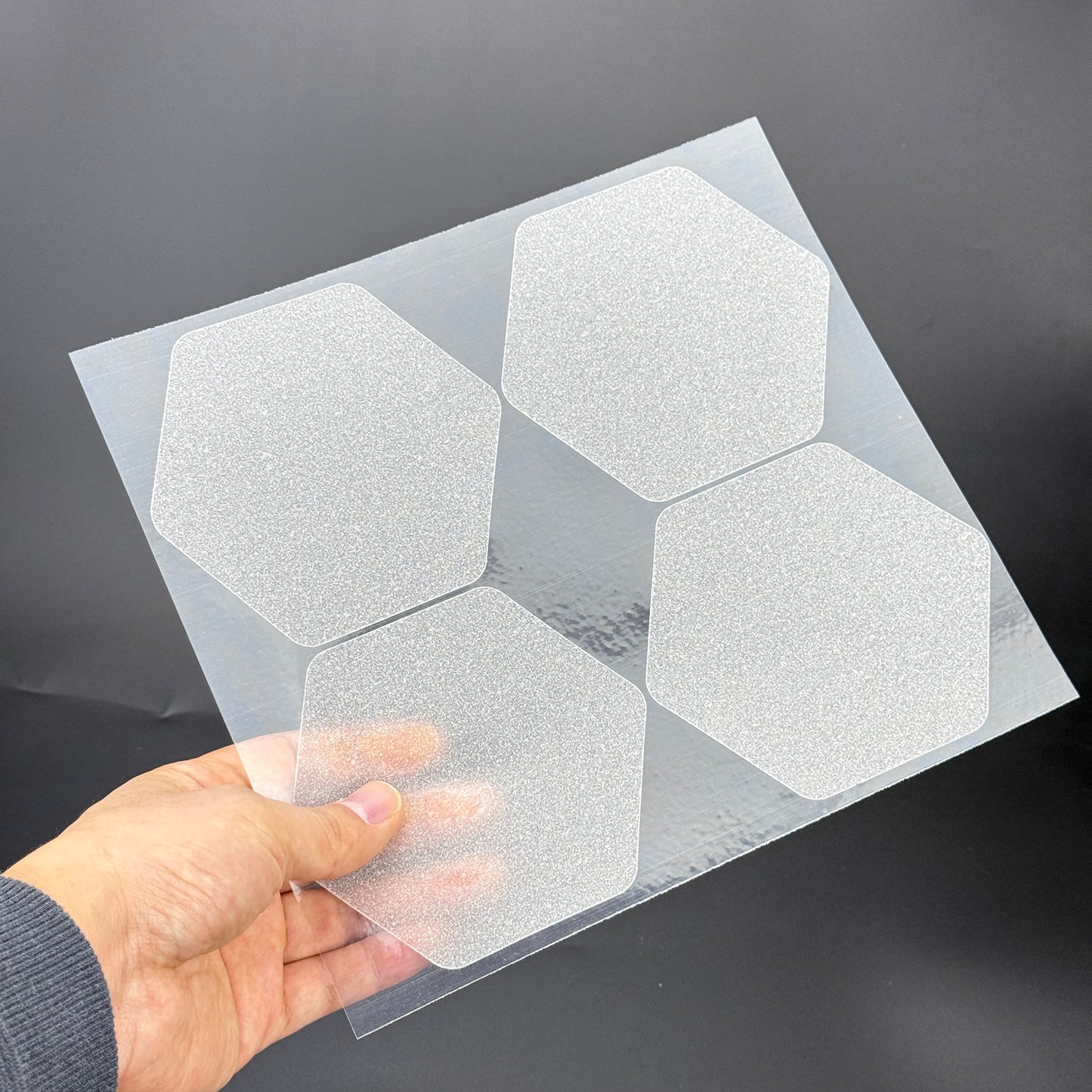 S&X Hexagonal Non-Slip Shower Stickers — Fine Traction, Smooth-Finish Feel